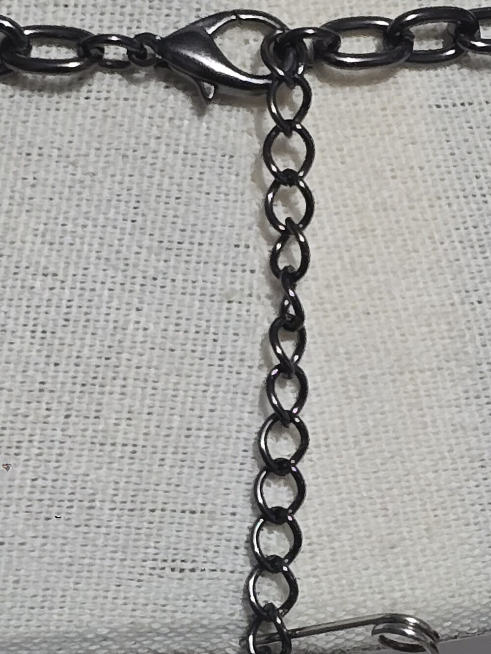 Gunmetal and Gold-Tone Layered Chain Necklace with Mesh Over Lucite Spheres - Picture 5 of 5